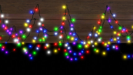 String of colorful holiday lights, Christmas decoration lights with 3D rendering image.