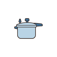 pressure cooker kitchen tool flat color vector illustration template design