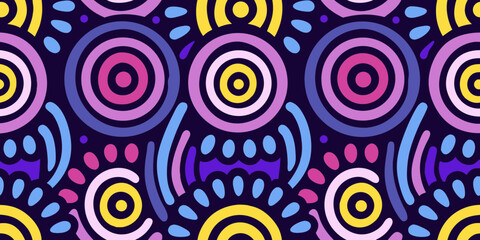 Vibrant abstract circles and shapes pattern