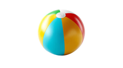 Beach ball colorful inflatable toy with bright colors isolated, transparent background