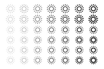 Set of Vector Sun Icons in Varying Opacity.