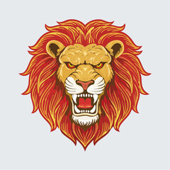 Fototapeta premium Roaring Lion Head Mascot for Sports & Gaming Teams - Gold, Black, Red Aggressive Logo
