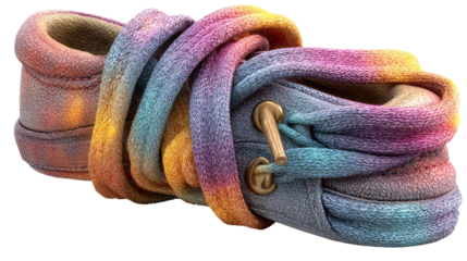 Playful Footwear: A close-up shot showcases a unique pair of shoes, the design of shoes with an eye-catching play of colors.