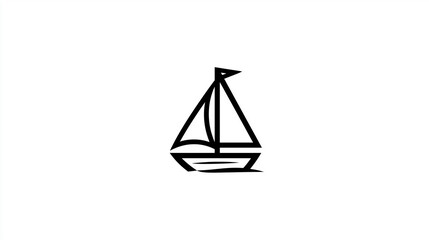 Minimalist Sailboat Line Icon, for Marine & UI Design
