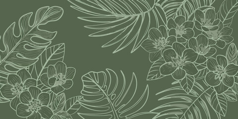 Elegant green tropical floral and leaf pattern © Dibyendu
