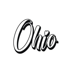 Ohio typography design with map vector. Editable college t-shirt design printable text effect vector