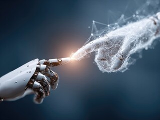 AI hand, robotic hand, touching