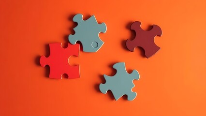 Obraz premium Abstract business strategy concept featuring interlocking puzzle pieces in warm tones.