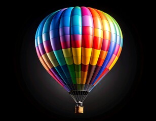 Fototapeta premium A vibrantly colored hot air balloon against a dark background