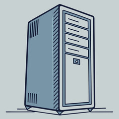 Blue and Gray Computer Tower Illustration