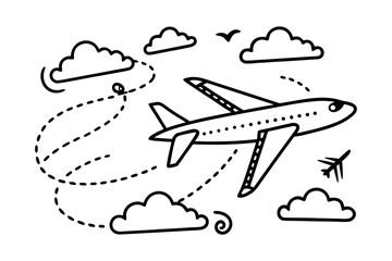 Capturing the journey from takeoff to reaching your ultimate goal, this airplane navigates through fluffy clouds towards a bright sun target, symbolizing achievement and successful travel.