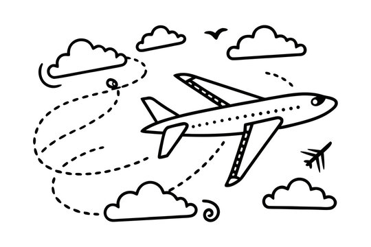 Capturing the journey from takeoff to reaching your ultimate goal, this airplane navigates through fluffy clouds towards a bright sun target, symbolizing achievement and successful travel.