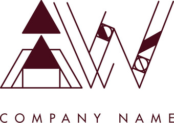 Minimalist AW Circular Monogram Logo Design with Bold Lines and Elegant Style
