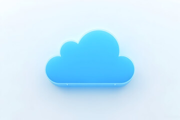 Floating Blue Cloud Icon on White Background Clean Design
