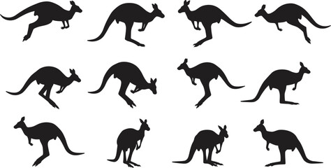set of animals silhouettes flat vector illustration