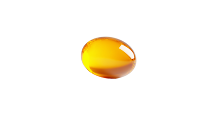 Amber capsule on a white surface, created with AI, PNG