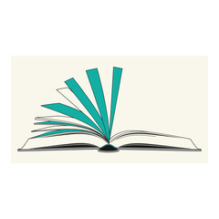 Art of an open book with vibrant teal pages fanning out, symbolizing the unfolding of knowledge, imagination, and the power of stories
