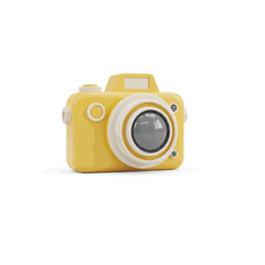 Art of cute yellow cartoon camera with a retro design, perfect for photography enthusiasts and creative projects