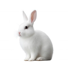 Fototapeta premium A cute white rabbit sits gracefully, with soft fur and expressive eyes, ideal for nature themes and animal lovers. A perfect image to convey innocence and playfulness.
