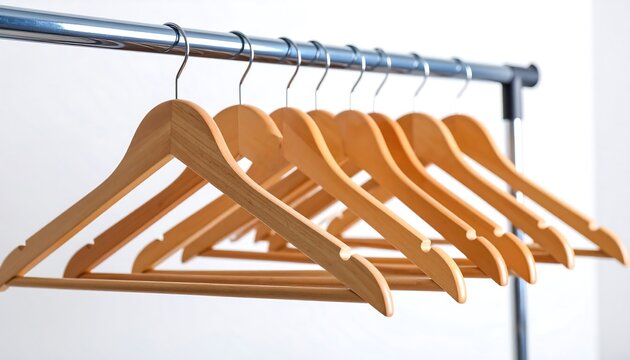 Wooden hangers on a metal rod (1)