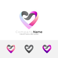 Simple love care logo and 3d colorful design, 3d colorful style
