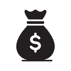 minimalist money bag icon with white background