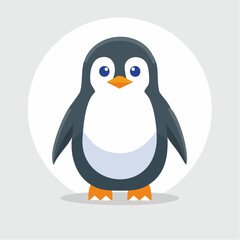 Cute cartoon penguin illustration, front view, simple design.