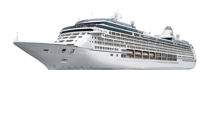 A large white cruise ship floating on the water surface