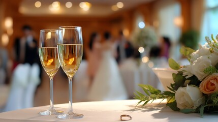 Elegant Champagne Glasses on Table
