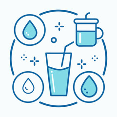A vector set of water and drink