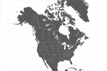 Vector a detailed map of north america showcasing country borders and geographical outlines in a muted color scheme