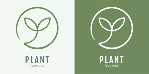 Minimal plant sprout logo design in green tones for eco or organic branding.