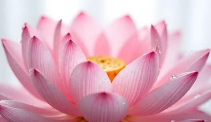 Fototapeta premium Beautiful Pink Lotus Flower with Water Droplets