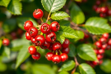 Vivid Red Berries Among Green Foliage