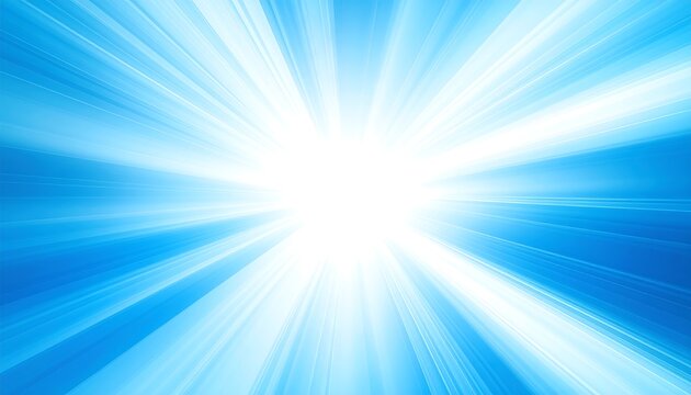Abstract light rays burst from central white point against a blue gradient background