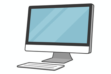 Modern Computer Monitor and Keyboard on a White Background screen desktop computer