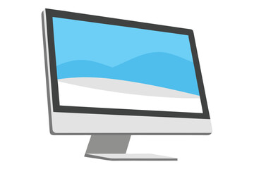 Modern computer monitor displaying a landscape scene screen technology