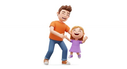 Father and daughter playful interaction