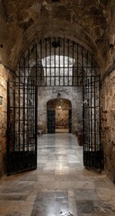 Obraz premium Stone archway with metal gates (1)