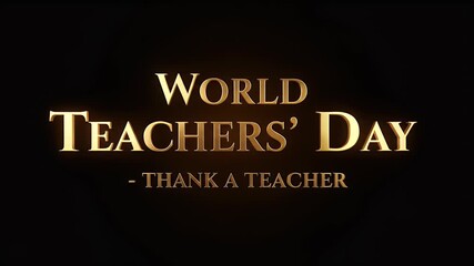 Elegant Golden Text Displaying World Teachers Day Thank You Message in Dark Background - Powered by Adobe