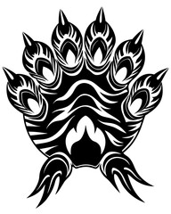 Striking stylized bear paw graphic, ideal for powerful logo design, fierce emblem, or bold tattoo art creation