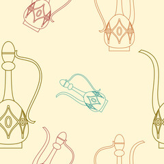 Editable Outline Dallah Coffee Jugs Vector Illustration in Various Colors as Seamless Pattern for Creating Background of Arab Culture Tradition Cafe and Islamic Moments Related Design