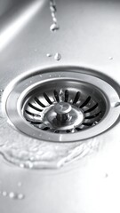 Stainless steel sink drain with water droplets (1)