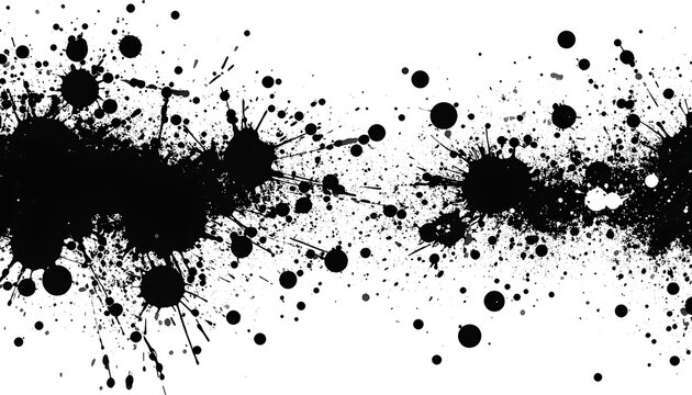 Abstract monochrome splatters forming a horizontal band