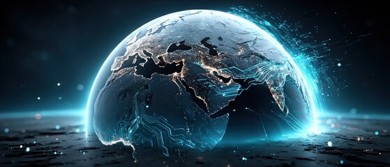 Futuristic globe, digital map