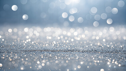 Blue and silver glitter bokeh background with sparkling lights image