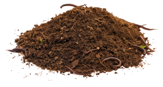 PNG Organic soil with earthworms
