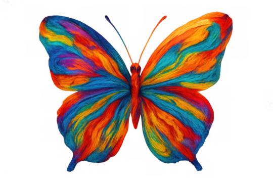 Colorful butterfly wings displaying intricate patterns against transparent background