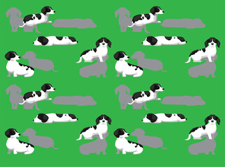 Dog Dachshund Black White Cartoon Character Seamless Wallpaper Background