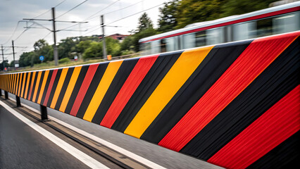 Railway crossing barrier safety fence train transport public transportation warning sign urban rail travel